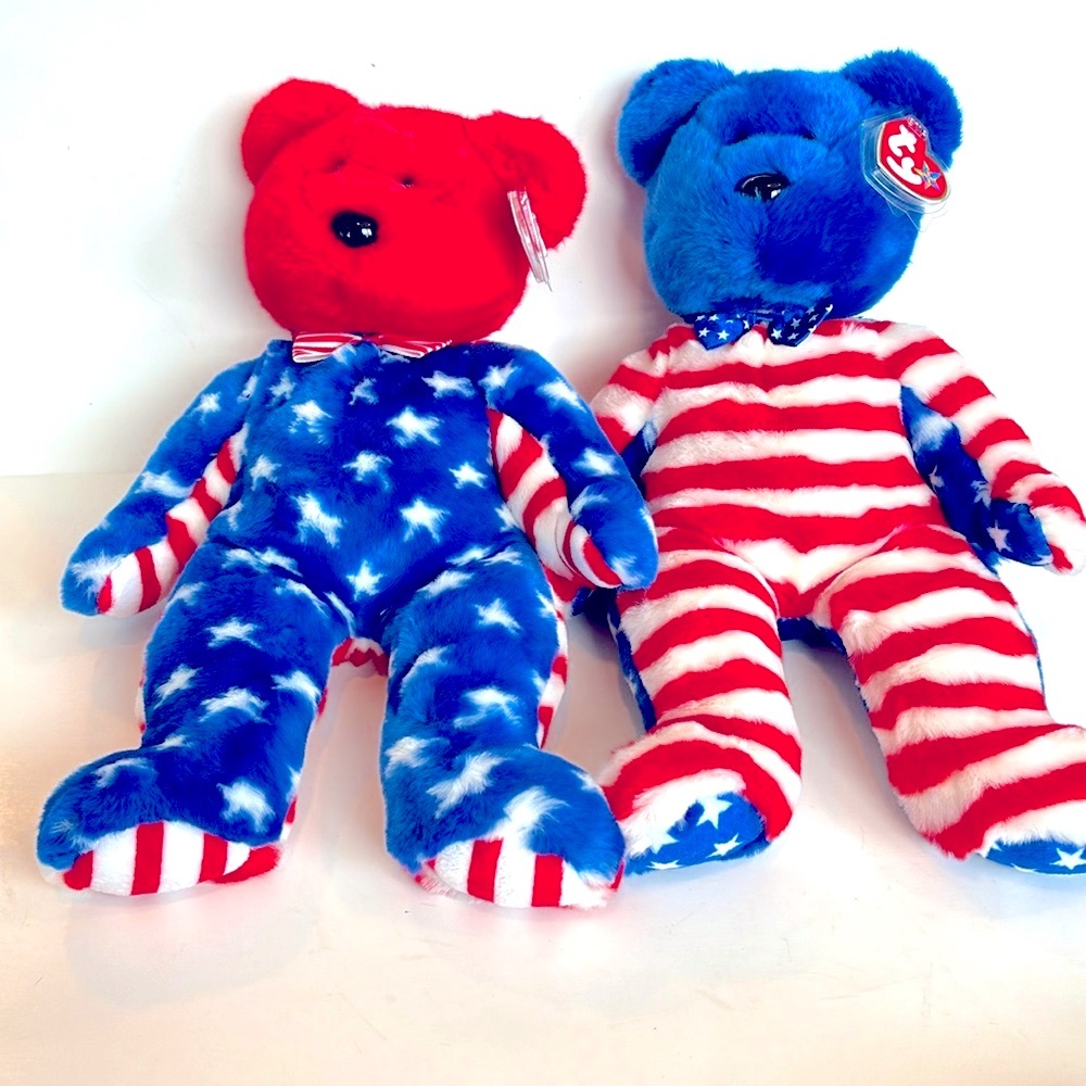 USA- Beanie Baby Liberty  Stars and Stripes Red White and Blue. Approxim…